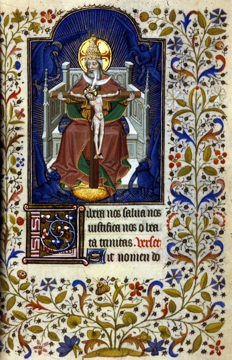 Treenighed. Miniature, begyndelsen af 1400-tallet. Bibl. Trivulziana, Milano. af Unknown artist