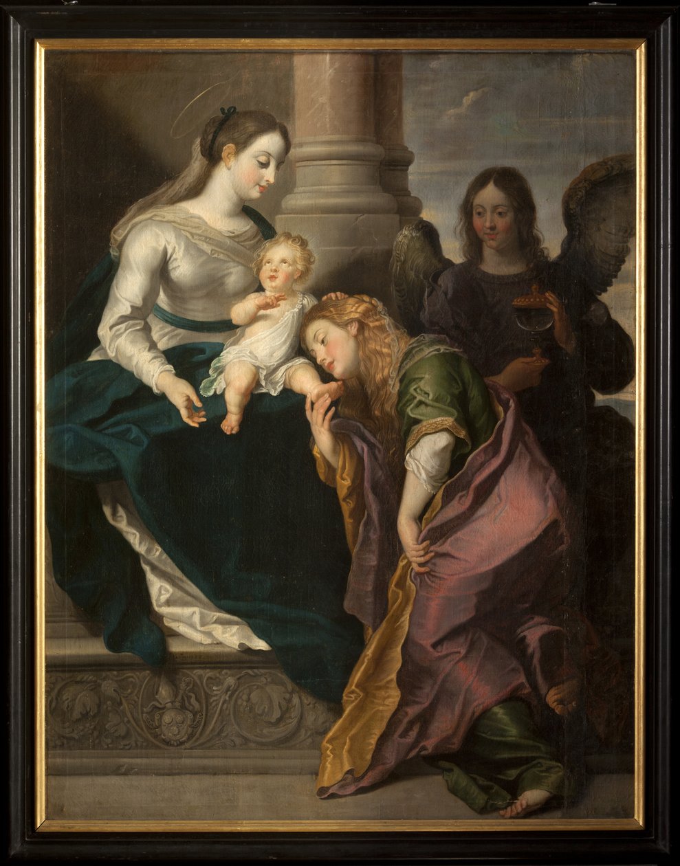 Triptykon. Maleri. Signeret L. Segers (?). Escutheon med teksten Omnia enpitras (?). 1627. af Unknown artist