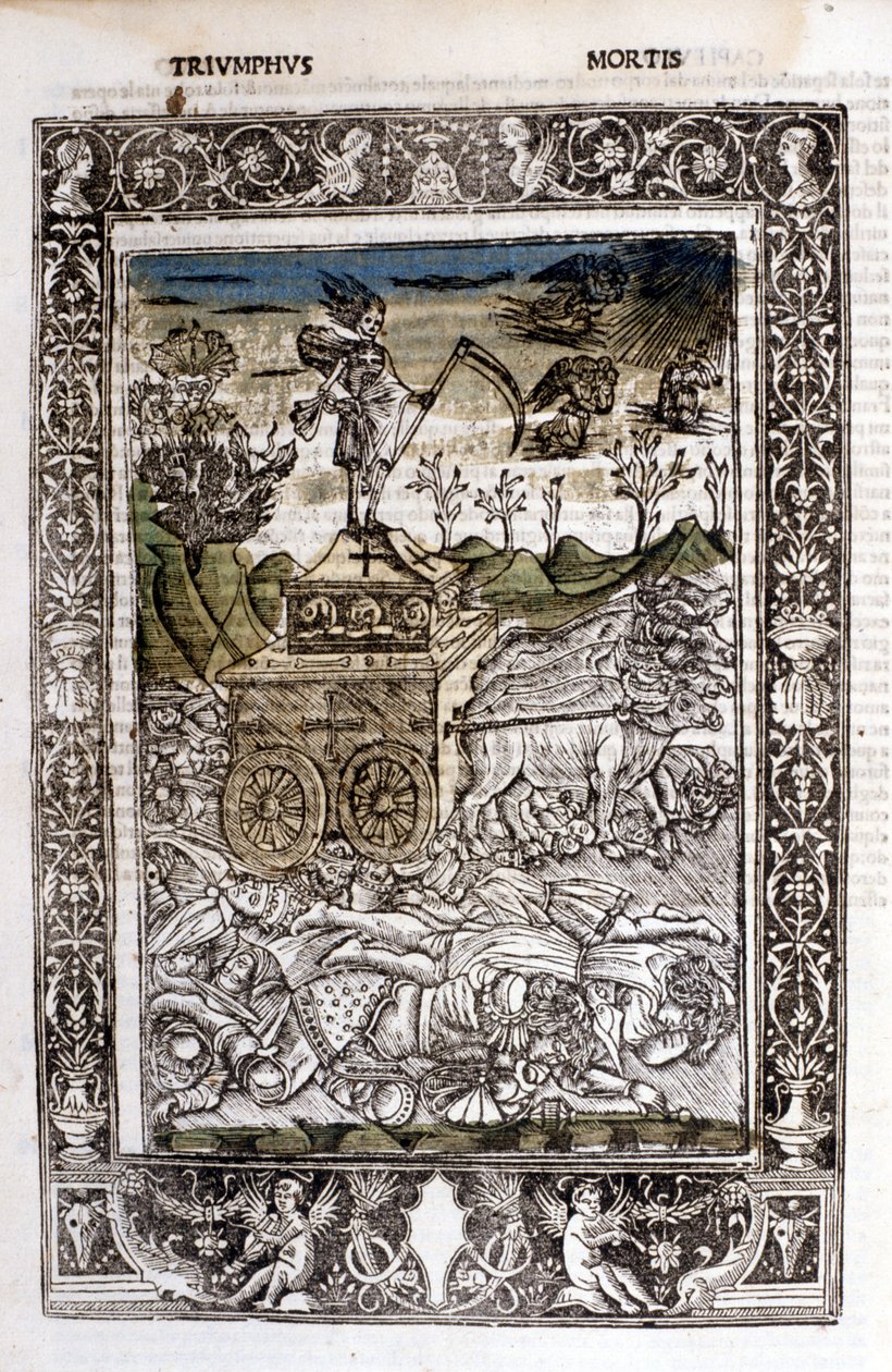 Triumf for Francesco Petrarcas (Petrarch) død. 1400-tallets manuskript. af Unknown artist