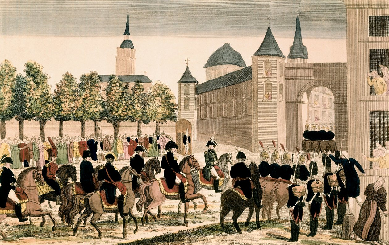 Triumferende indtog af Napoleons tropper i Madrid, 4. december 1808 af Unknown artist