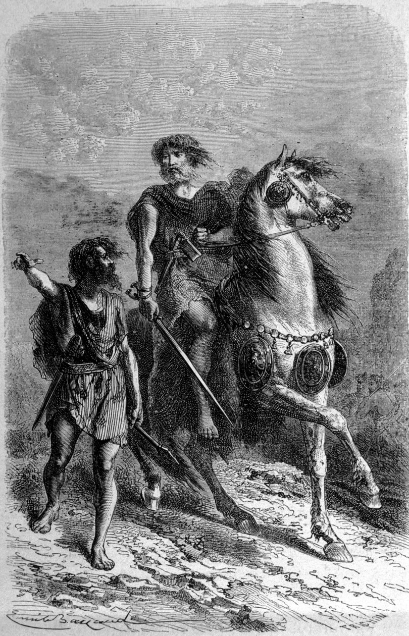 To primitive mænd fra bronzealderen. af Unknown artist