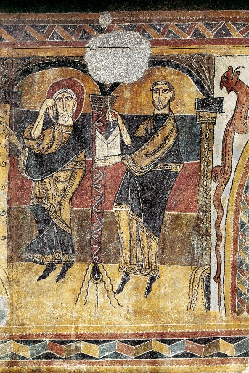 To helgener. Detalje af en fresko fra kirken Saint Mary of Taull. 1123 cirka. Barcelona. Cataloniens nationalmuseum for kunst. af Unknown artist