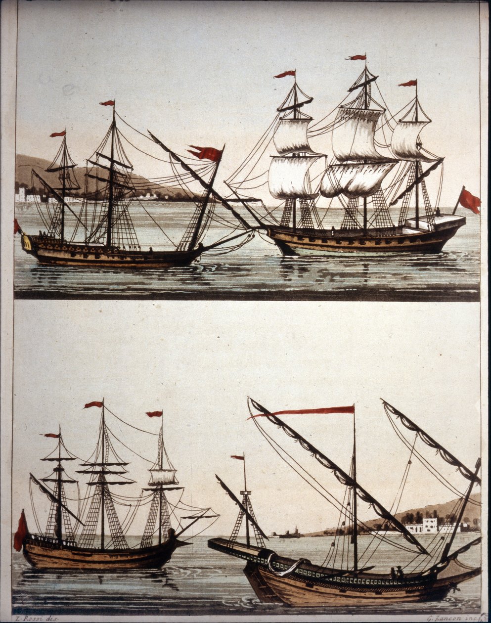 Typiske både for de barbariske pirater, - i "Det antikke og moderne kostume" "de Ferrario, Milano af Unknown artist