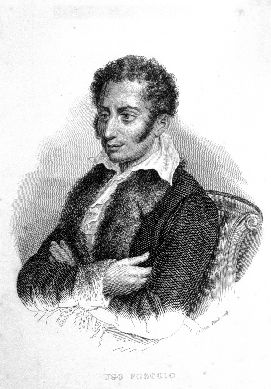 Ugo Foscolo (1778 - 1827), italiensk digter og romanforfatter af Unknown artist