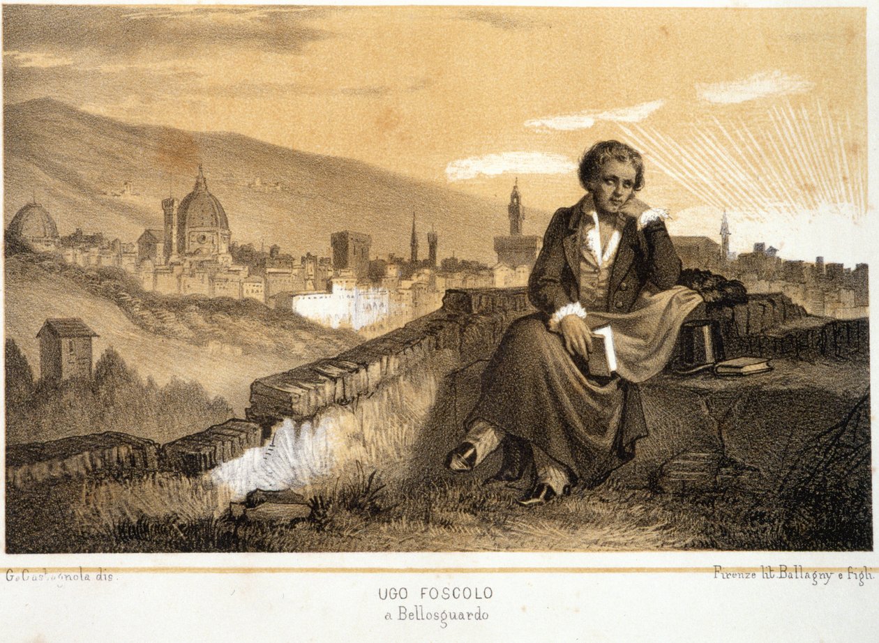 Ugo Foscolo (1778 - 1827), italiensk digter og romanforfatter, i Bellosgardo - i "" Storia d