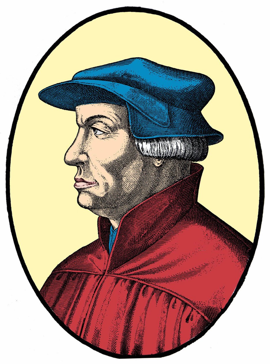 Ulrich eller Huldrych Zwingli (1484-1531), schweizisk religiøs reformator. af Unknown artist