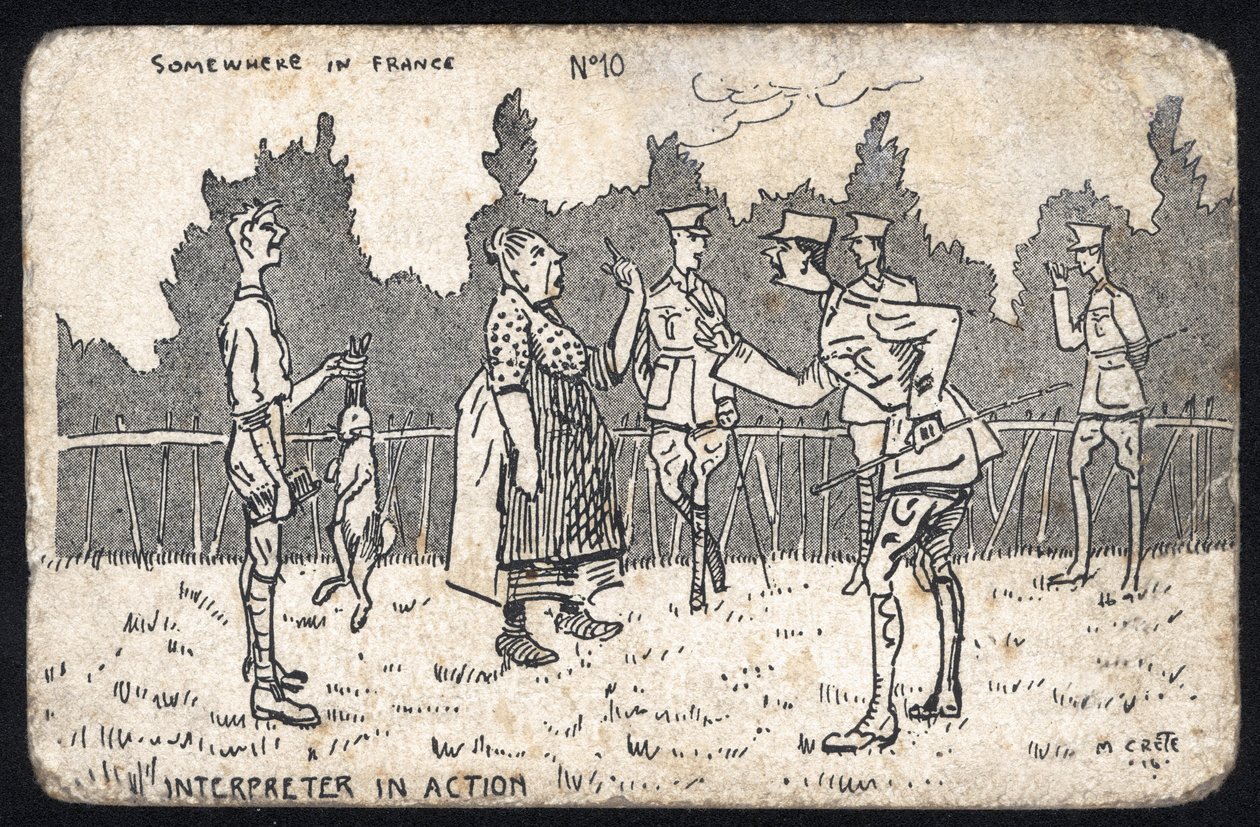 Det Forenede Kongerige: Et humoristisk postkort produceret i Frankrig under 1. verdenskrig til de britiske styrker. af Unknown Artist