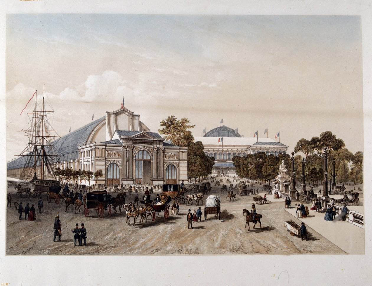 Verdensudstilling fra 1855: Industripaladset - Litografi af Unknown artist