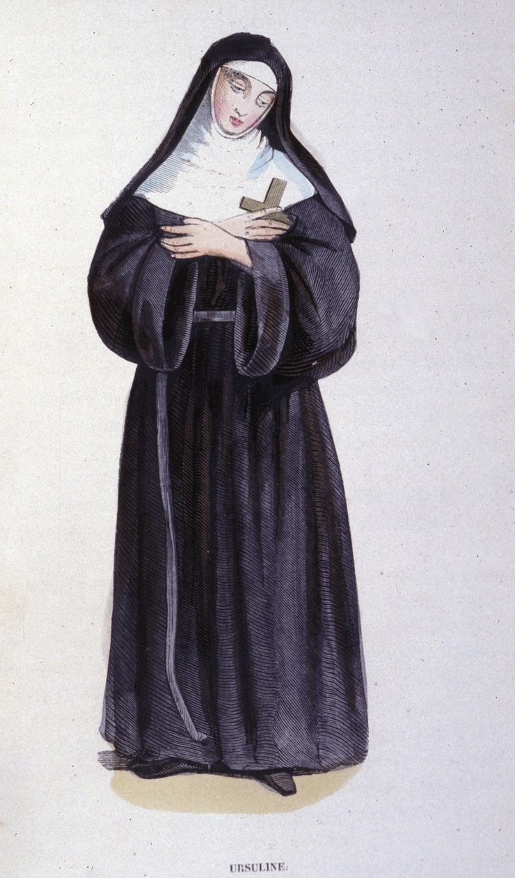 Ursuline. Gravering fra et album om religiøse ordrer, Paris af Unknown artist