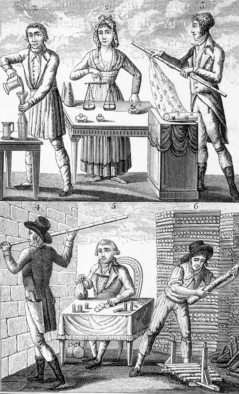 Brug af nye vægte og mål i 1795. af Unknown artist