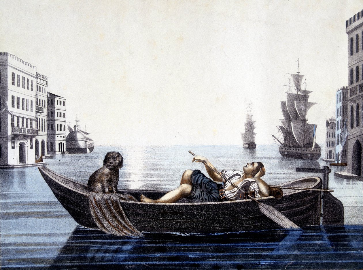 Venedig, om morgenen. 1800-tals gravering. af Unknown artist