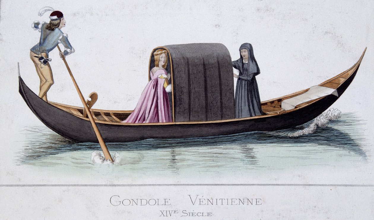 Venetiansk gondol fra det 14. århundrede af Unknown artist