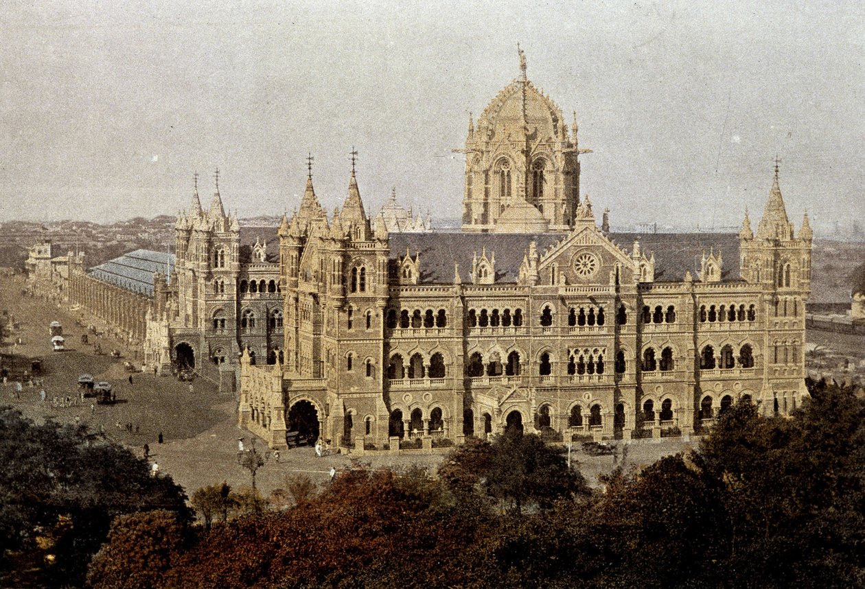 Victoria Station i Mumbai, slutningen af det 19. århundrede af Unknown artist