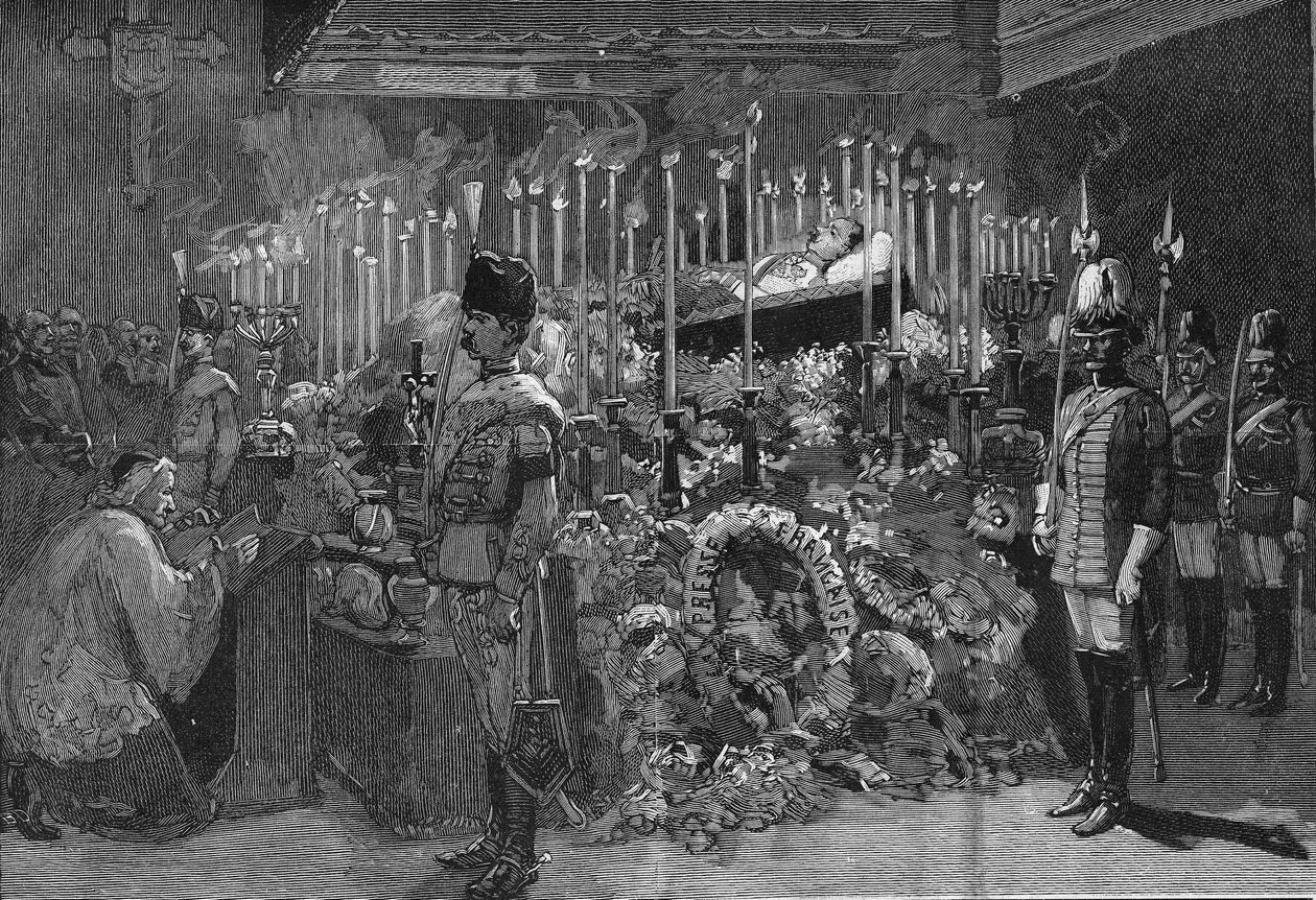 Wien 1889: Ærkehertug Rudolf af Habsburgs brændende kapel (1858 - 1889) af Unknown artist