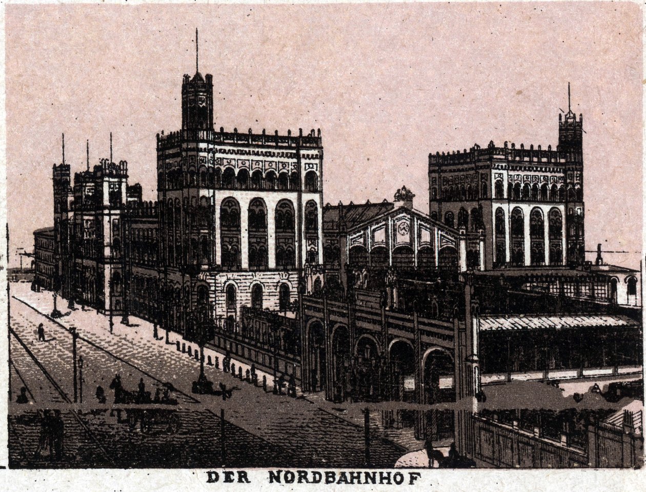 Wien, Østrig: udsigt over den nordlige jernbanestation i Wien. i "" Verden illustrerer 168 visninger"" Udateret (slutningen af det 19. århundrede) af Unknown artist