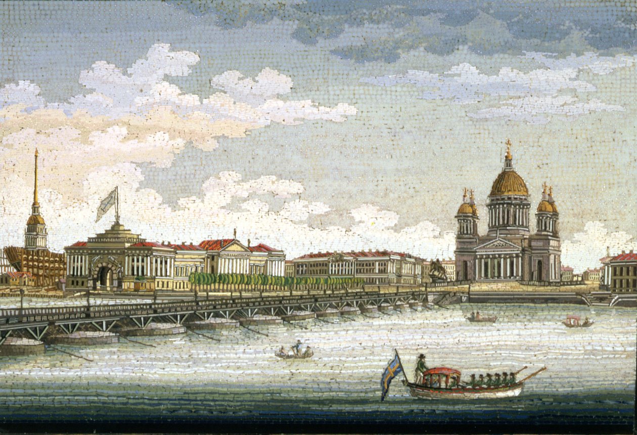 Udsigt fra floden Neva over Sankt Isaks Plads og Sankt Isaks Bro, af Yegor Yakovlevich Vekler (1800-61) af Unknown Artist