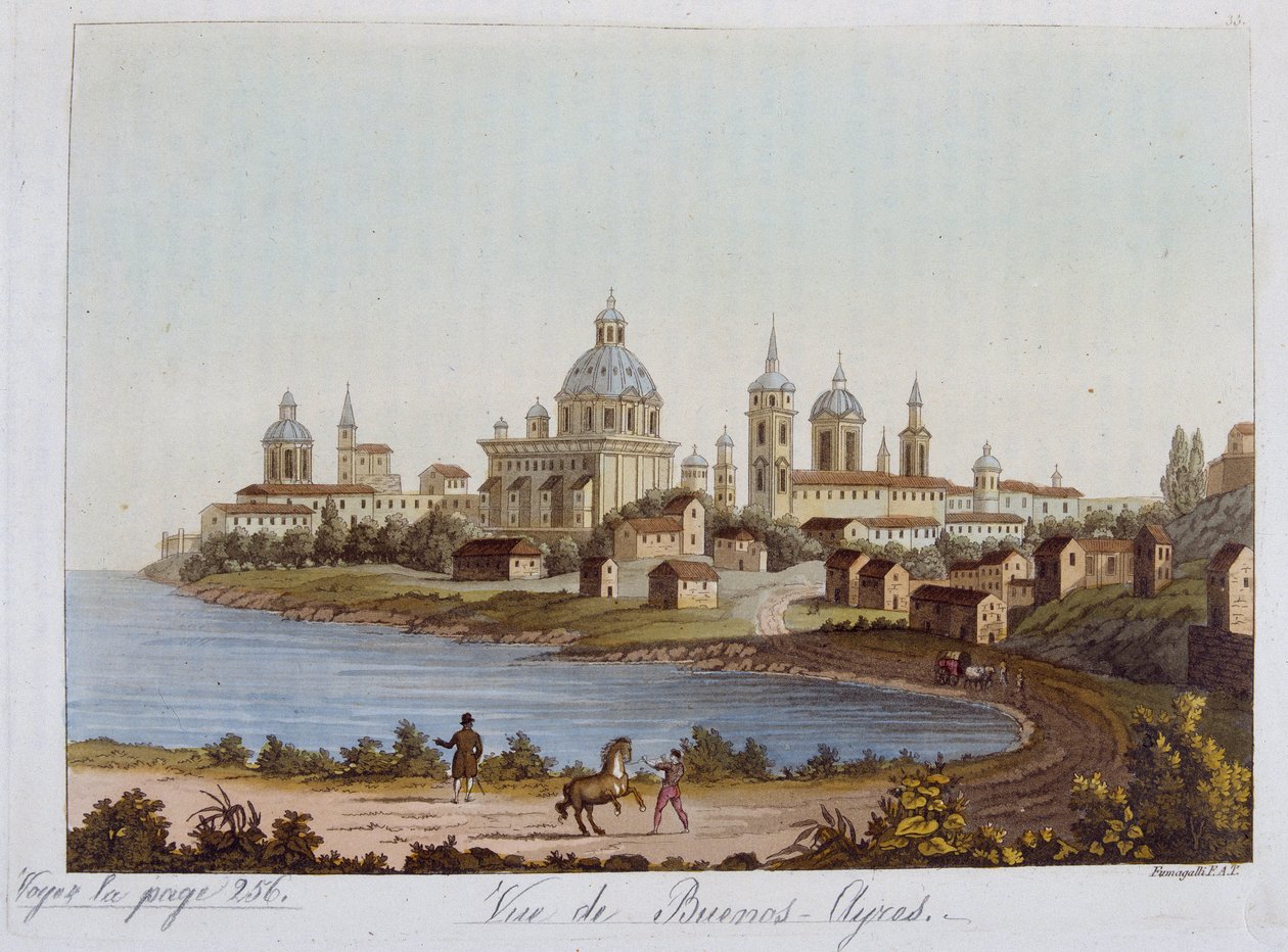 Udsigt over Buenos Aires - i den gamle og moderne dragt 1819-1820 af Doctor Ferrario, red. Milano af Unknown artist