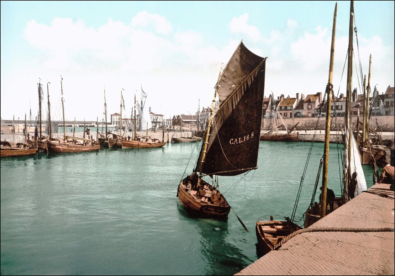 Udsigt over Calais, havnen. Fotokrom v. 1890. af Unknown artist