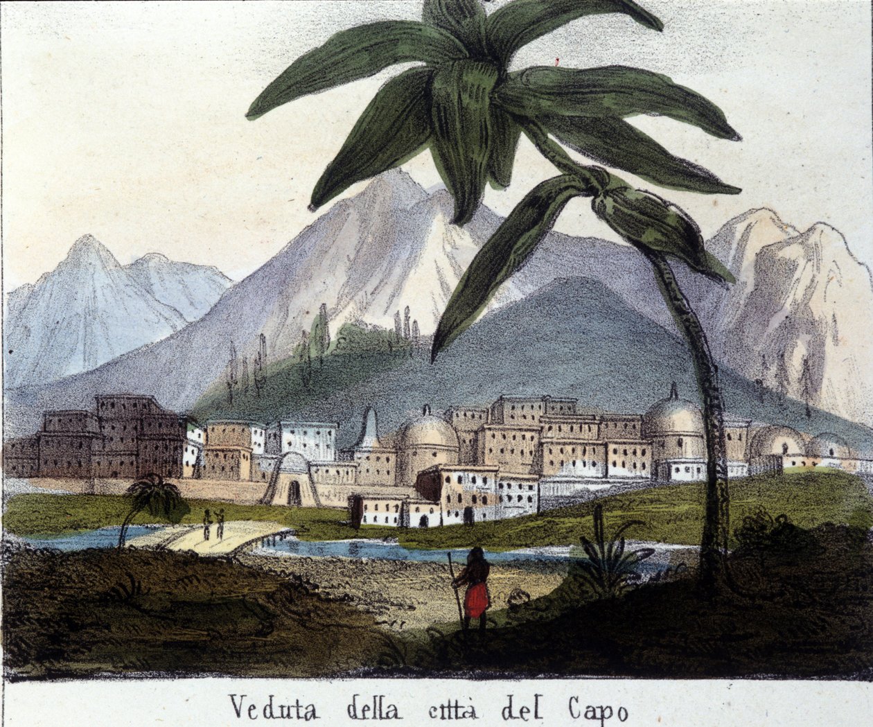 Udsigt over Cape Town eller Cape Town, på tidspunktet for britisk kontrol, Sydafrika. 1820 af Unknown artist