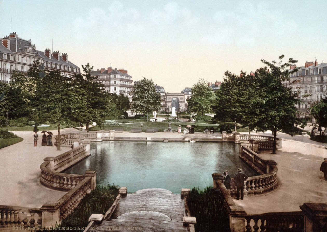 Udsigt over Dijon: firkantet og firkantet Darcy. Fotokrom v. 1890. af Unknown artist