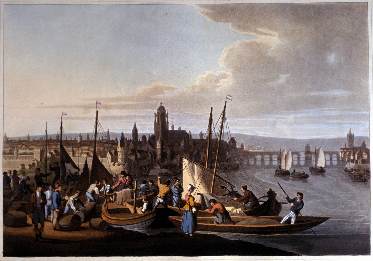 Udsigt over Frankfurt - ved - Main i Tyskland. 19. århundrede. af Unknown artist