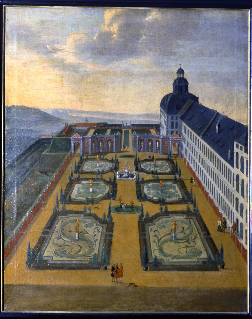 Udsigt over Friedenstein fra nordøst med barokhave af Unknown Artist