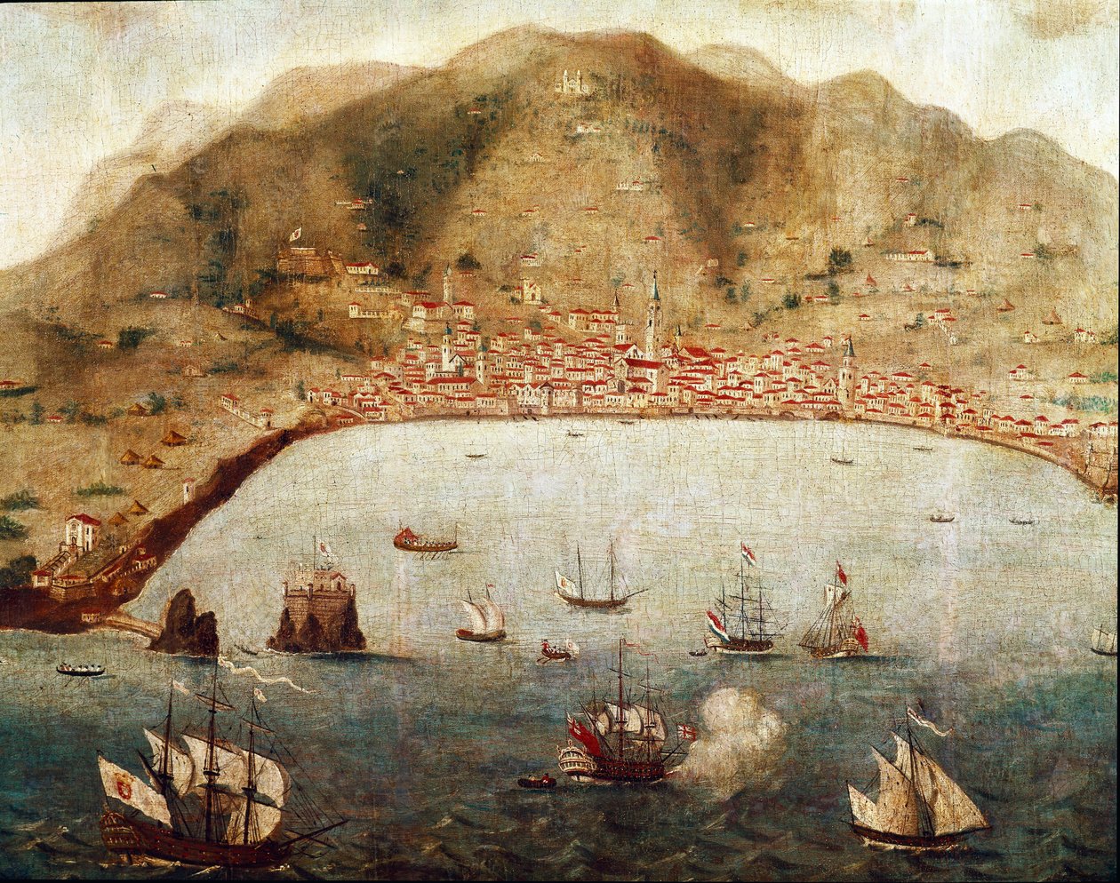 Udsigt over Funchal, Madere Island (maleri af Unknown artist