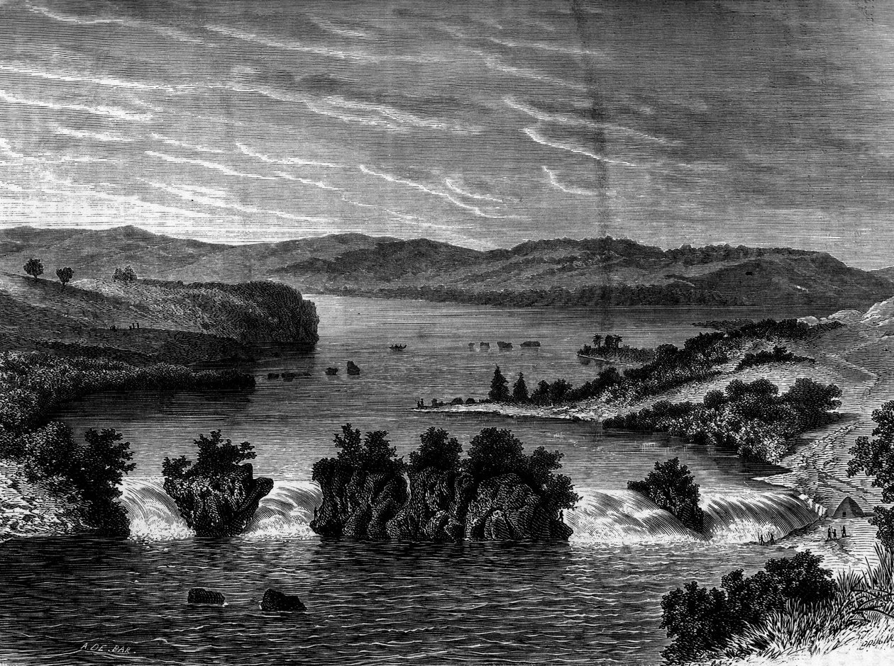 Udsigt over Victoria-søen, Afrika. Indgravering i "The Journal of Youth" af Unknown artist