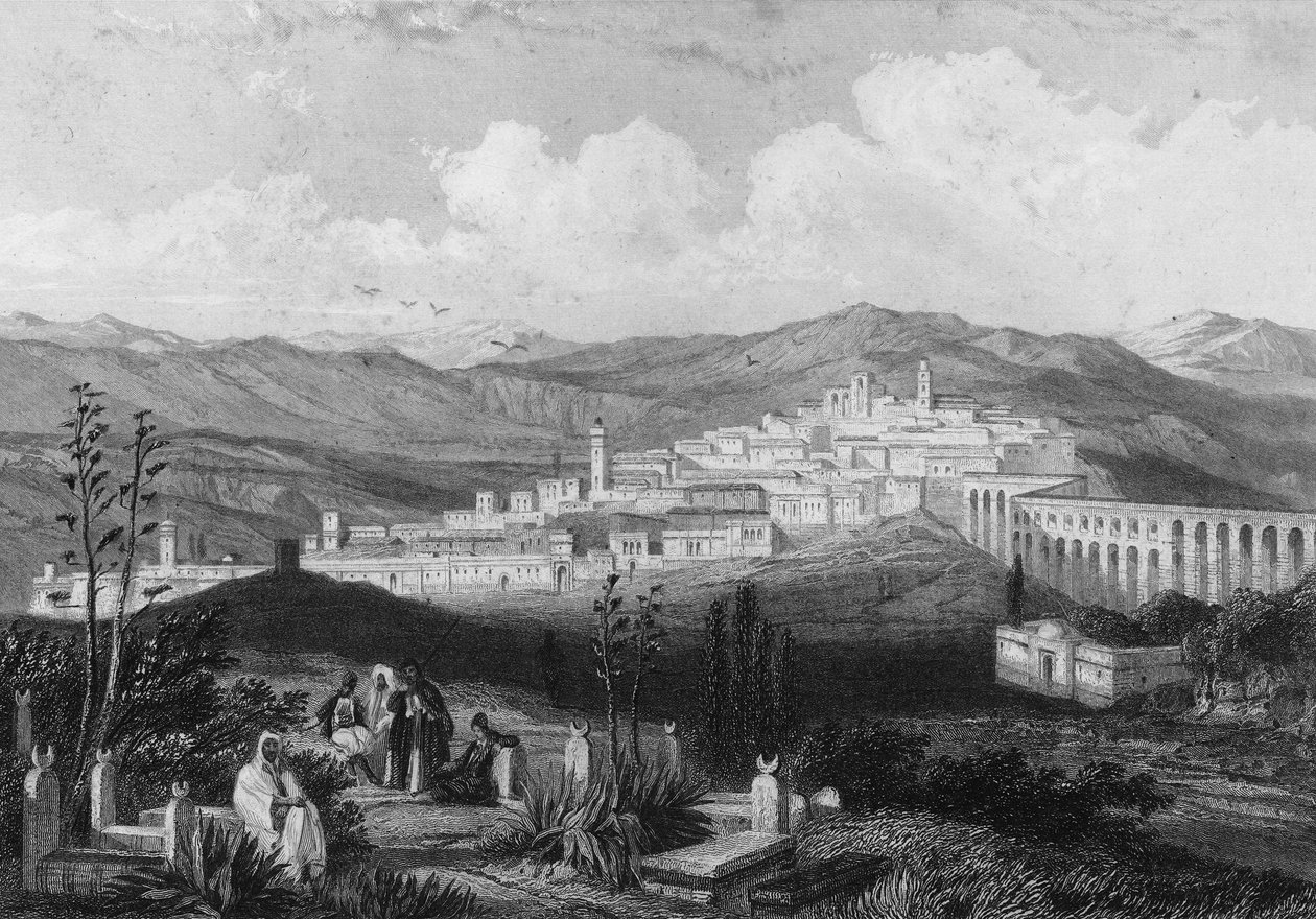 Udsigt over Medeah, gammel romersk fæstning, i Algeriet i det 19. århundrede, i "L