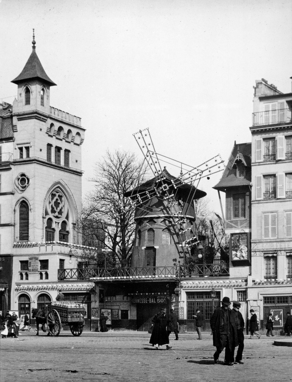 Udsigt over Paris: Moulin Rouge, Montmartre-distriktet af Unknown artist
