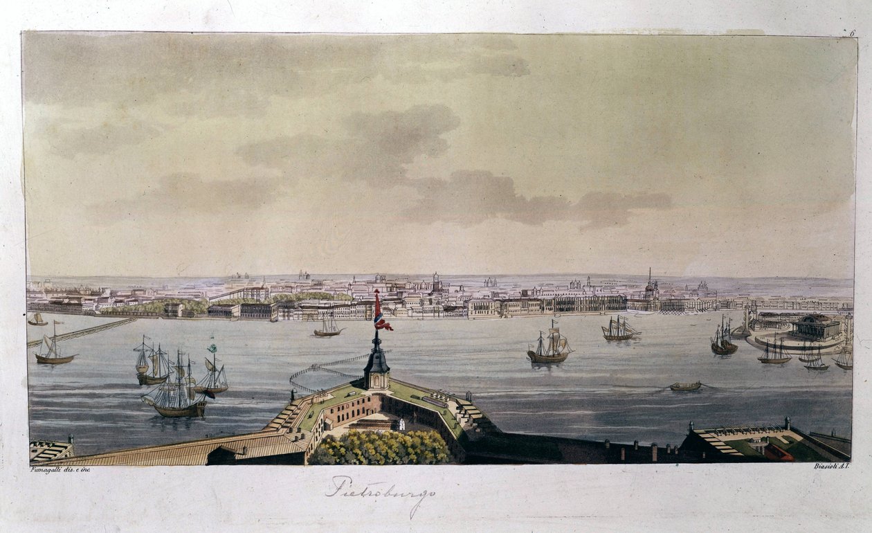 Udsigt over St. Petersborg slutningen af det 18. århundrede - i "" Den gamle og moderne dragt"" af Ferrario af Unknown artist
