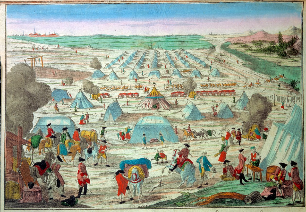 Udsigt over en militærlejr i Preussen Gravering af Paris fra det 19. århundrede, Armee Museum af Unknown artist