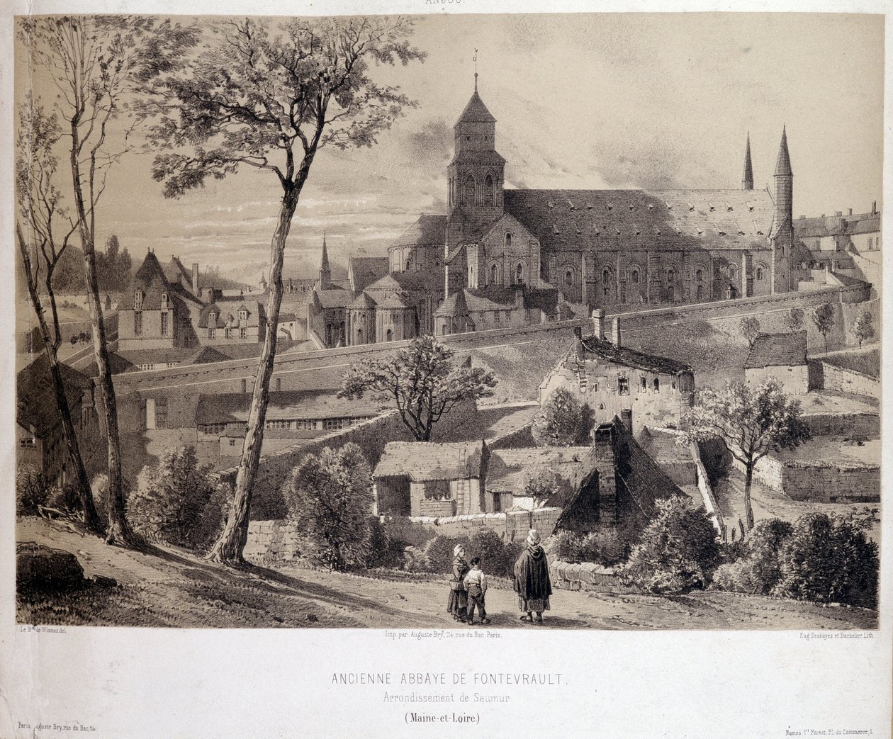 Udsigt over Abbey of Fontevrault (Fontevraud) nær Saumur af Unknown artist