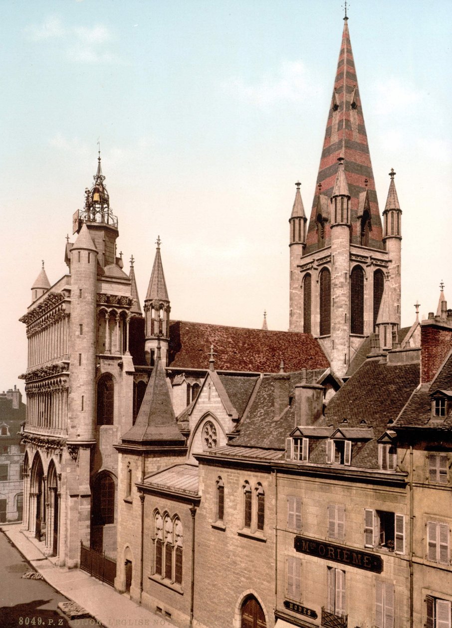 Udsigt over Notre Dame-kirken i Dijon. Fotokrom v. 1890. af Unknown artist