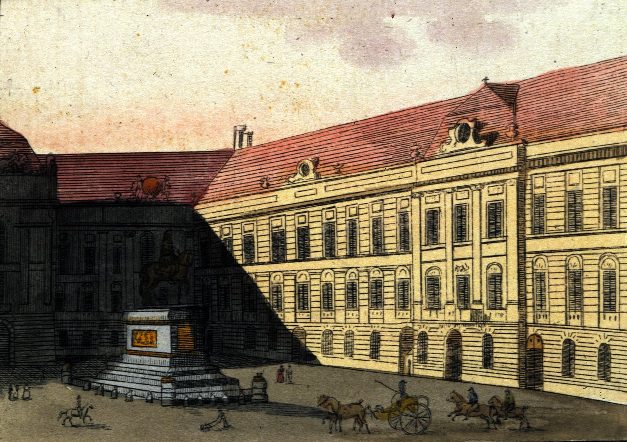 Udsigt over Josephplatz (Joseph platz) i Wien, Østrig Gravering fra 1820 af Unknown artist