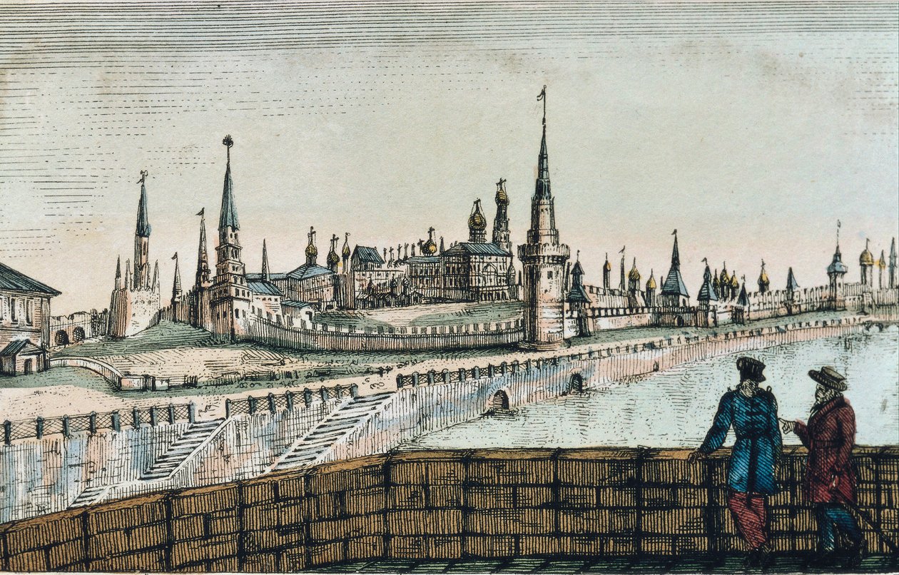 Udsigt over Kreml i Moskva, fra "Rejser" af Edouard de Montule af Unknown artist
