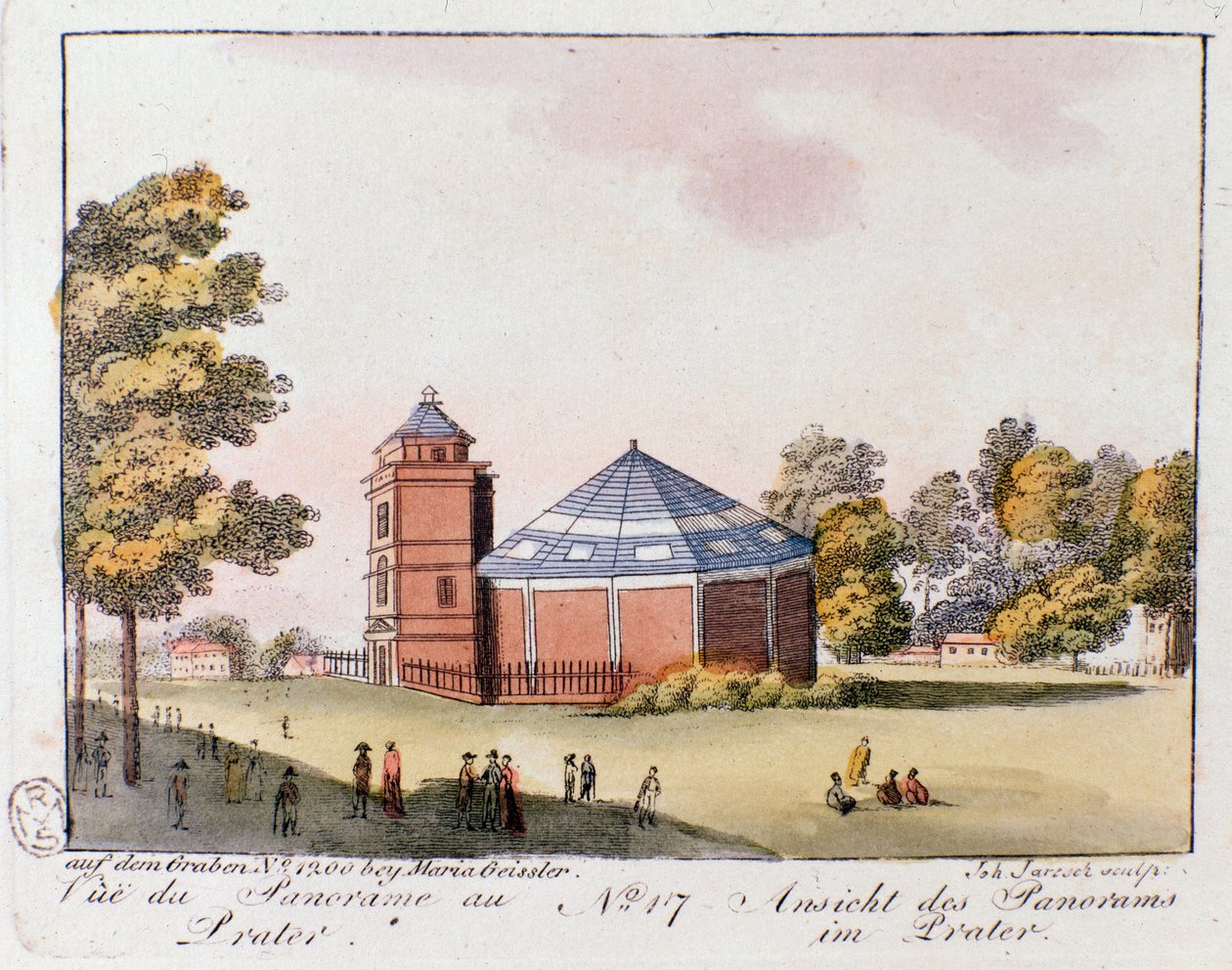 Udsigt over Praterparken i Wien. Østrig. Stik fra 1815 Privat samling af Unknown artist