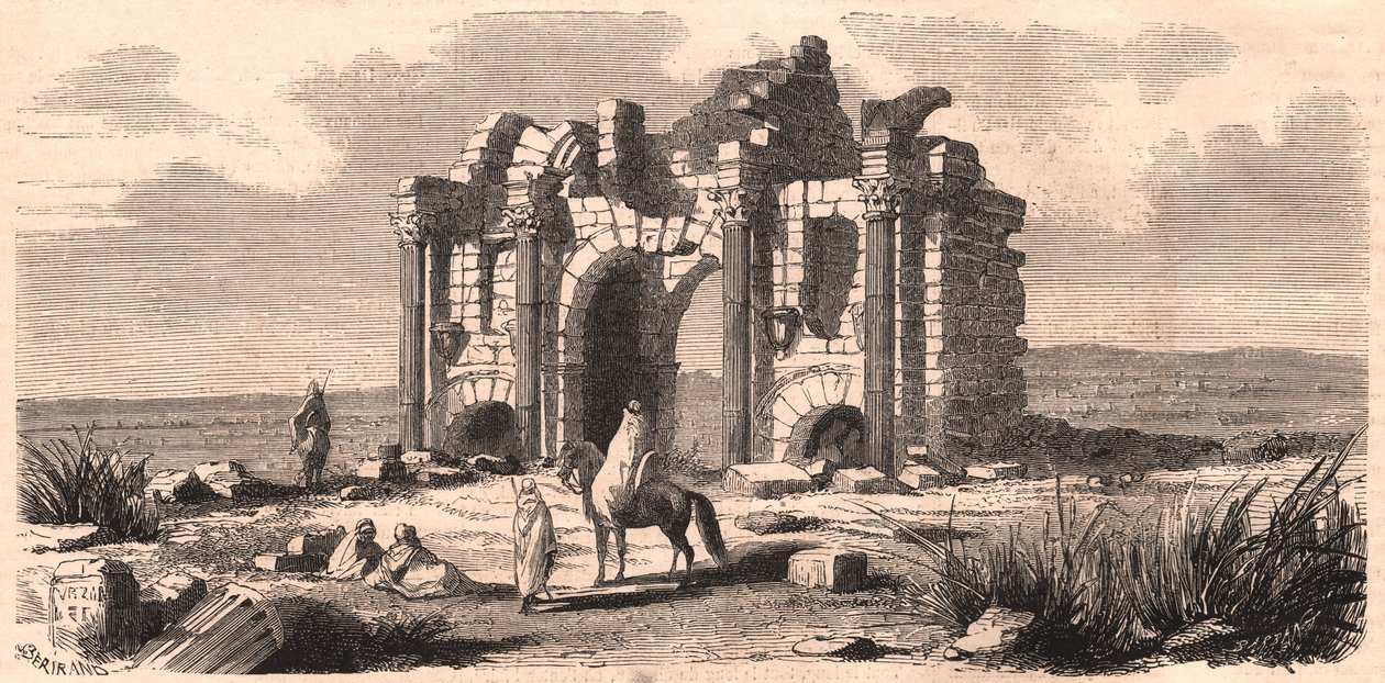 Udsigt over den romerske triumfbue kaldet Trajan i Algeriet af Unknown