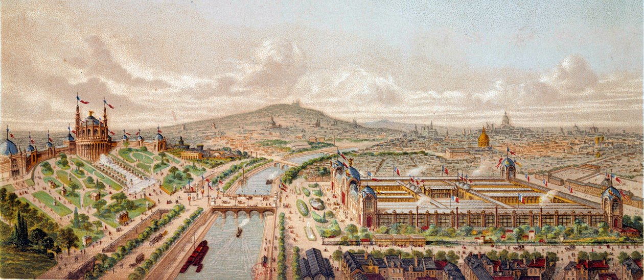 Udsigt over Verdensudstillingen i Paris i 1878 Indgravering af det 19. århundredes Paris, B.N. af Unknown artist