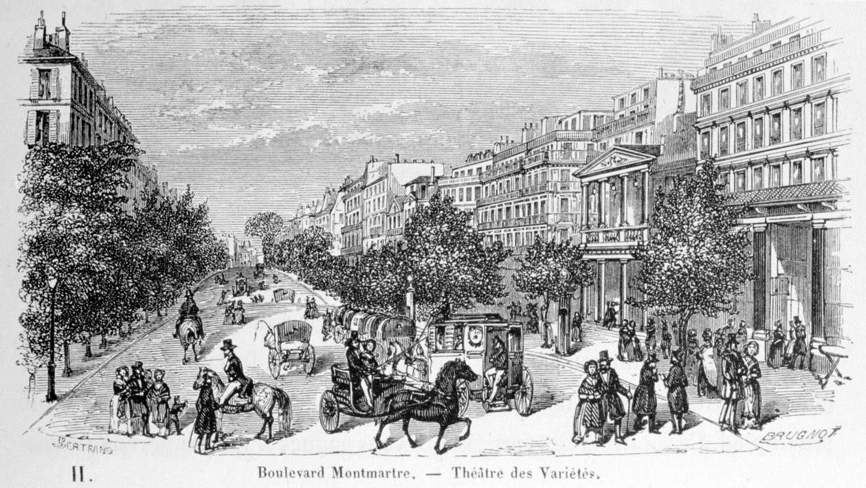 Udsigt over Variety Theatre på Boulevard Montmartre. af Unknown artist