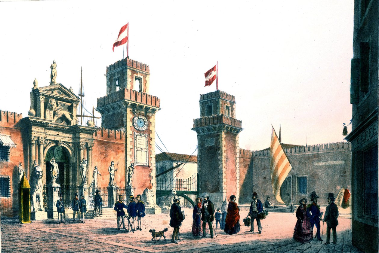 Udsigt over Venedigs Arsenal i det 19. århundrede. af Unknown artist