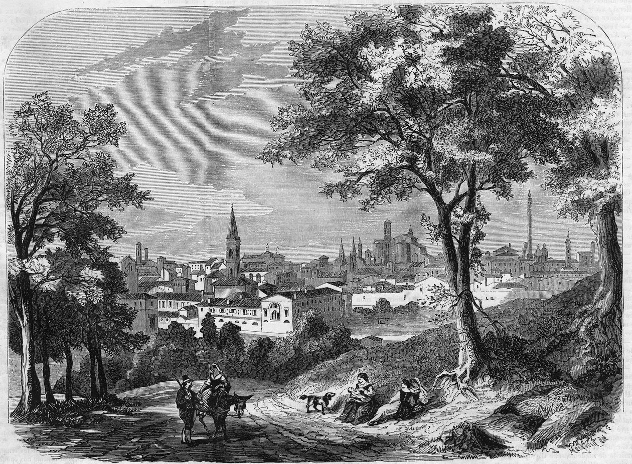 Udsigt over byen Bologna i Italien i 1860. af Unknown artist