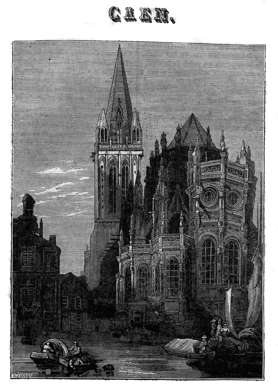 Udsigt over byen Caen i Normandiet i det 19. århundrede. af Unknown artist