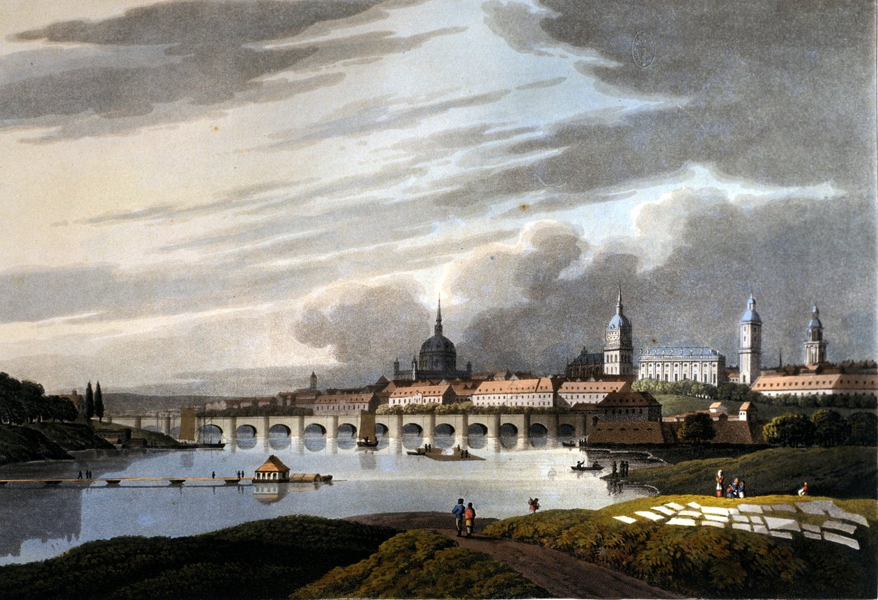 Udsigt over byen Dresden i Tyskland. 1815. af Unknown artist
