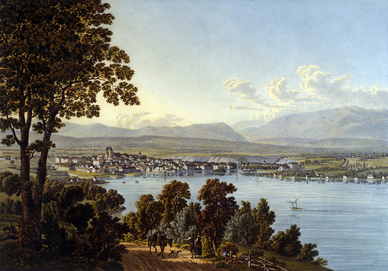 Udsigt over byen Genève i Schweiz. af Unknown artist