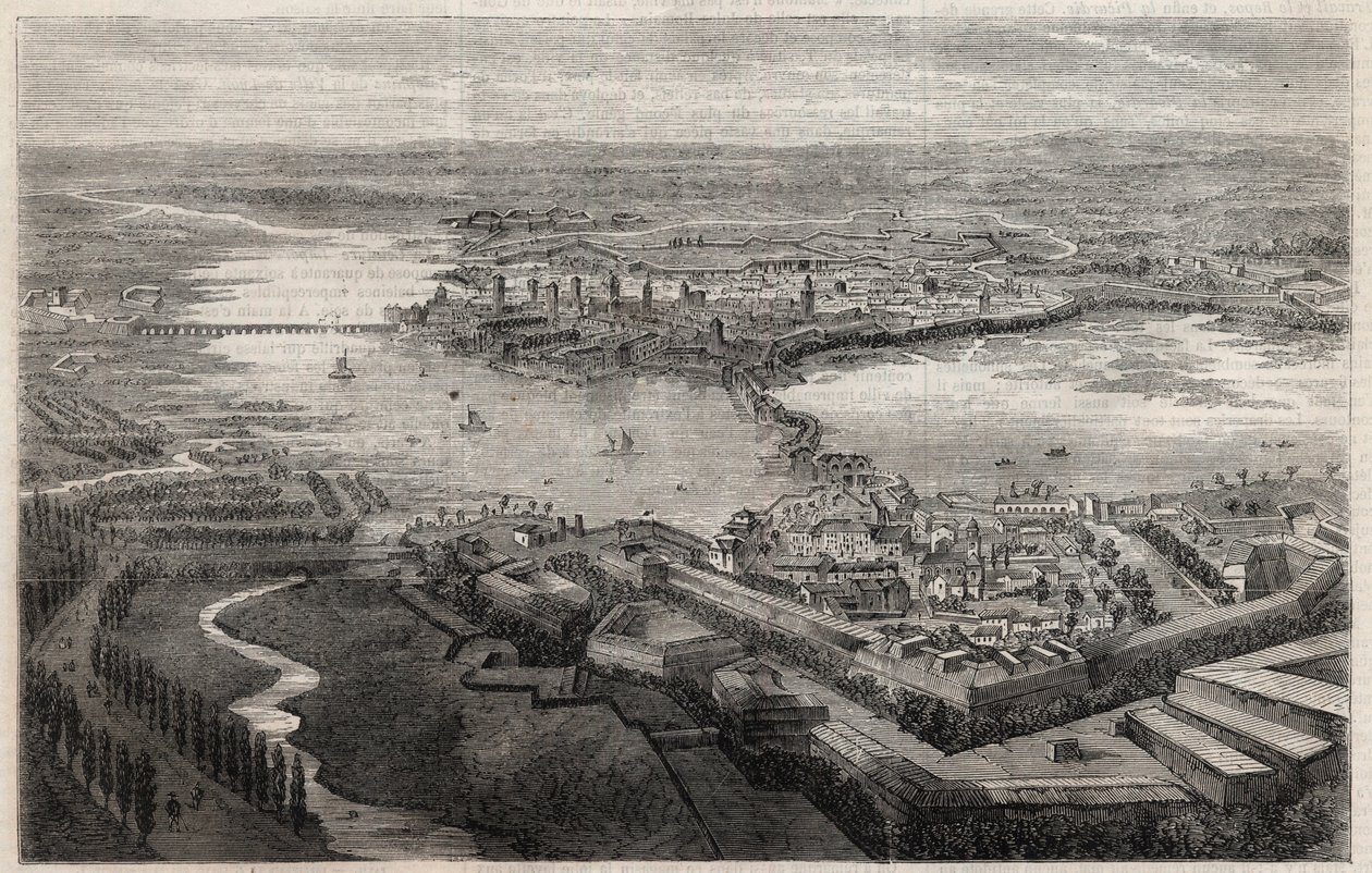 Udsigt over byen Mantua (Mantova, Mantua) i det 19. århundrede af Unknown artist