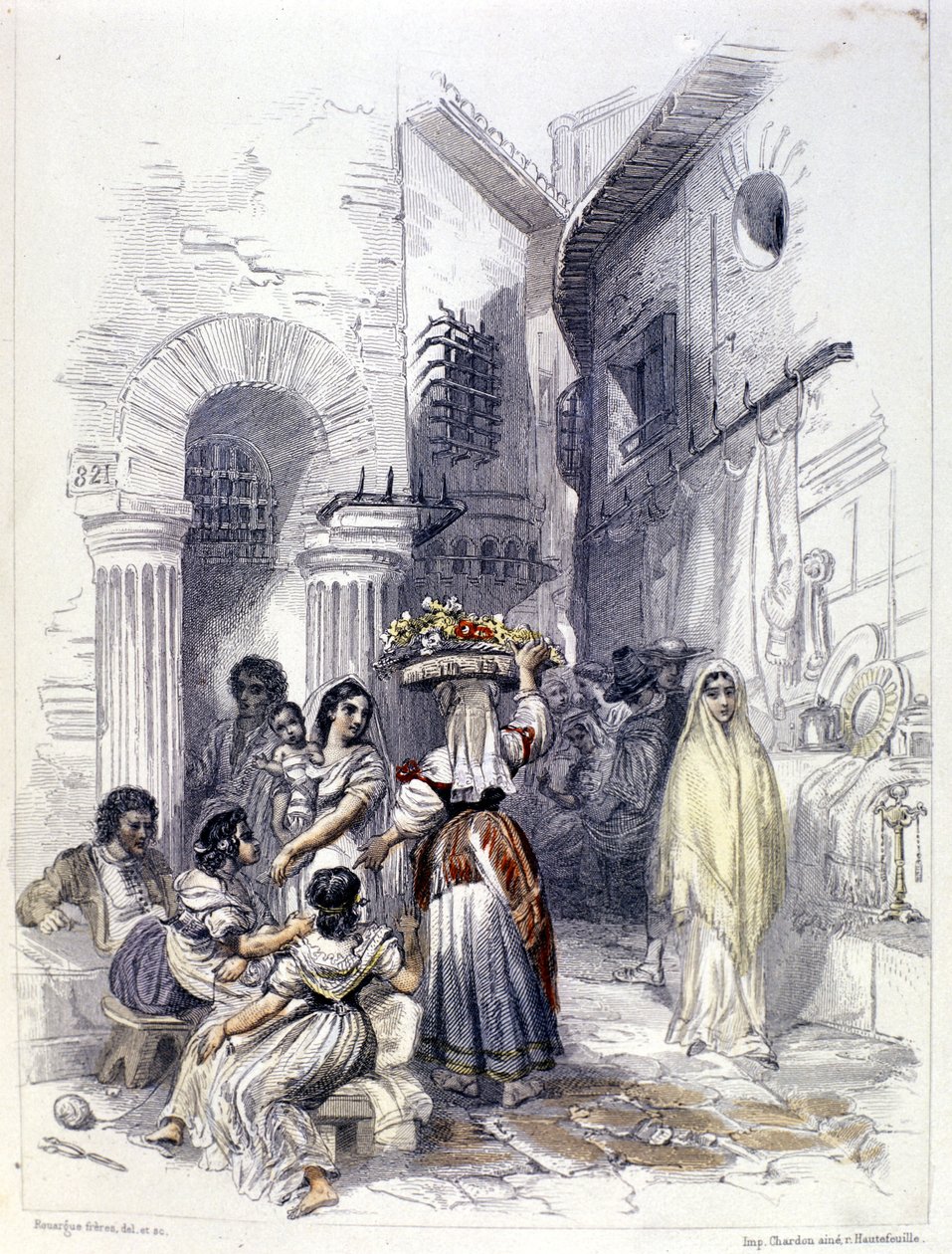 Udsigt over ghettoen i Rom i 1830. af Unknown artist