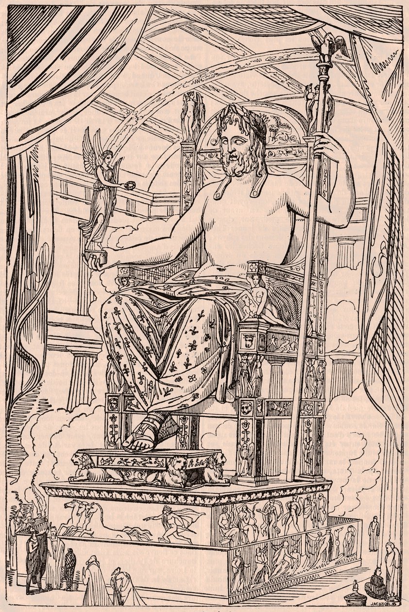 Udsigt til den gigantiske statue af den olympiske Zeus af Phidias af Unknown