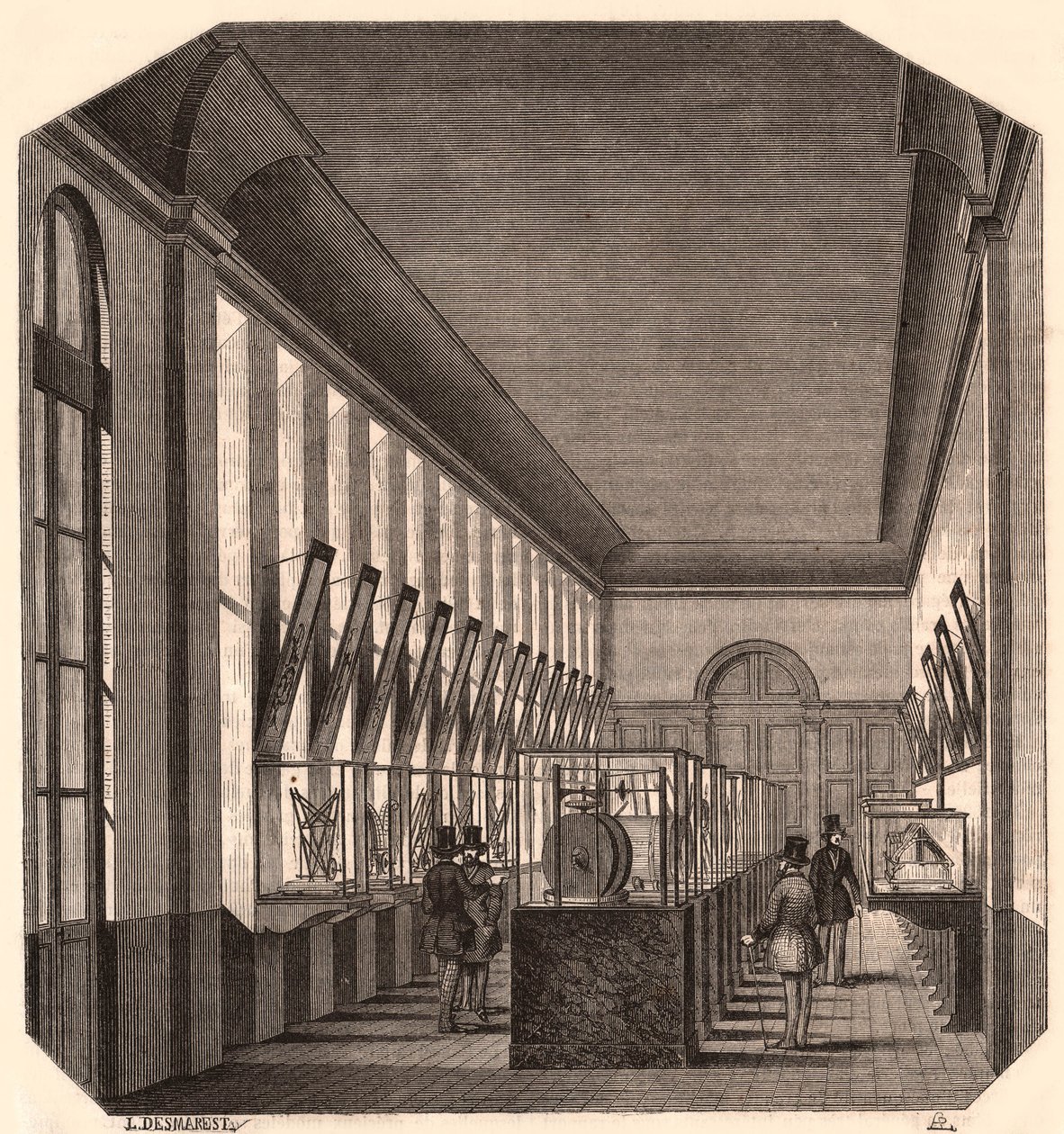 Udsigt over det indre af Grand Gallery på Royal Conservatory of Arts and crafts, Paris, Frankrig af Unknown