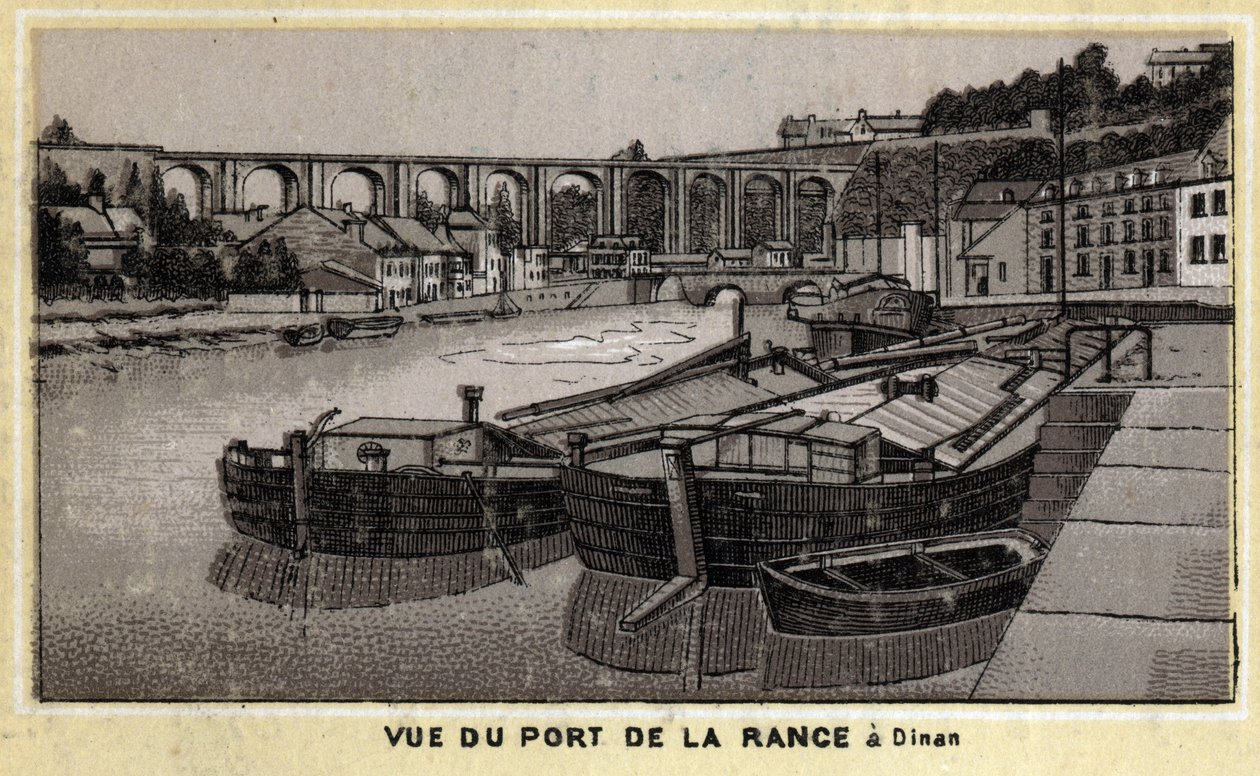 Udsigt over havnen de la Rance i Dinan, Cote d